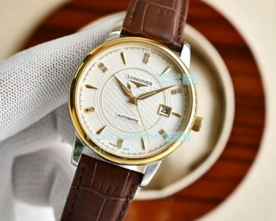 Replica Longines White Dial Two Tone Gold Case Watch 41mm